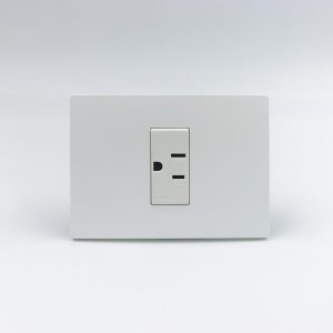 TOMACORRIENTE SIMPLE AMERICANO S33 PLACA BLANCA MATE Y DADOS S22 BLANCOS SINTHESI